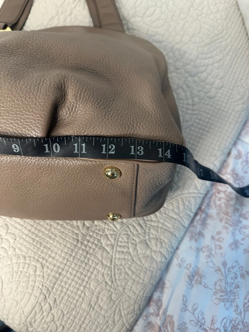 Michael Kors Taupe Brown Pebbled Leather Shoulder Bag with Gold‎ Logo